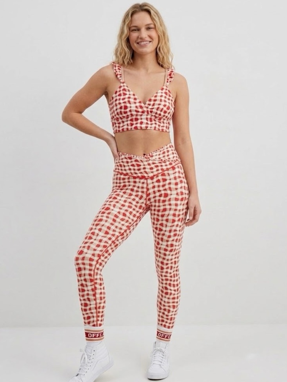 OFFLINE by Aerie Wavy Gingham Set Sports Bra & Crossover Leggings Small Gorpcore